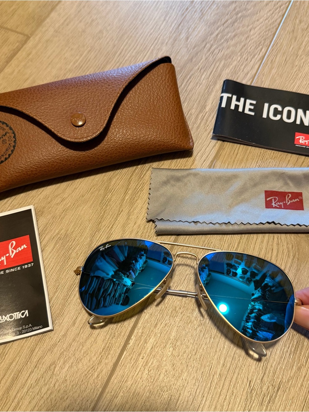 Ray-Ban Aviator Sunglasses — Gold Frame with Blue Lenses